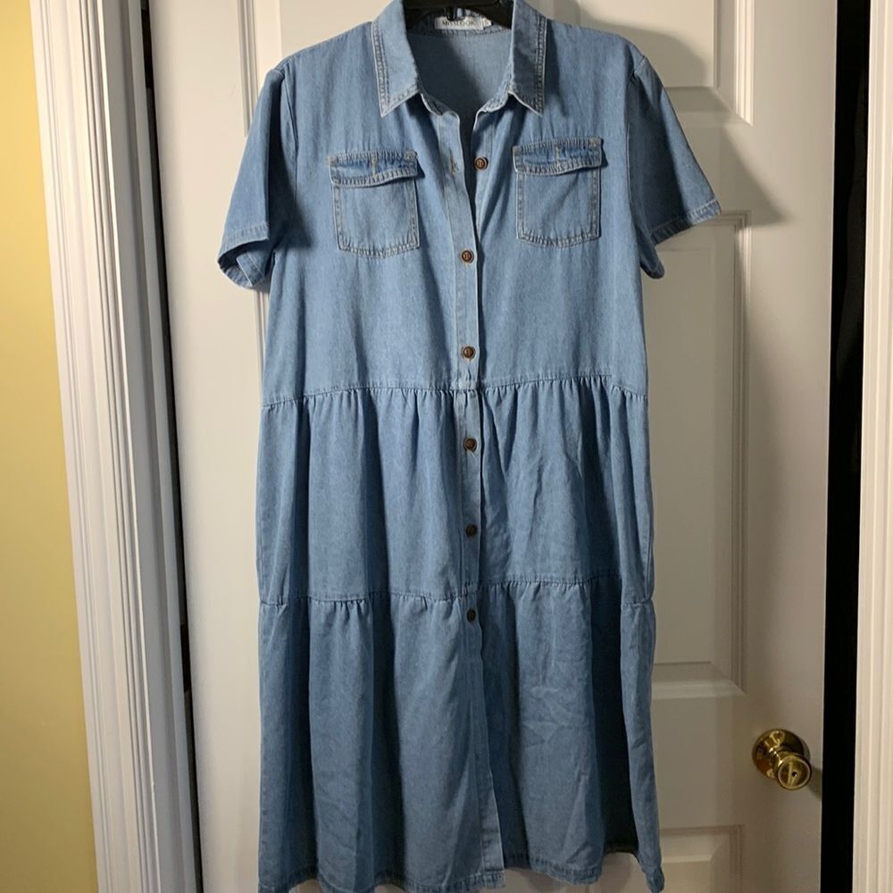 MISSLOOK Size Small denim dress with ruffle tier